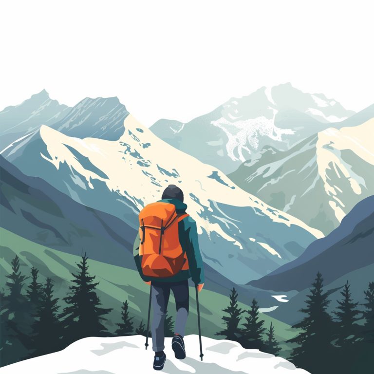 Hiker hiking in the mountains 2